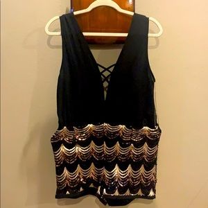 Privy - Black & Gold Sequin Romper